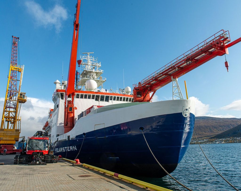 Ship in the dock being loaded to illustrate MOSAiC Arctic Expedition