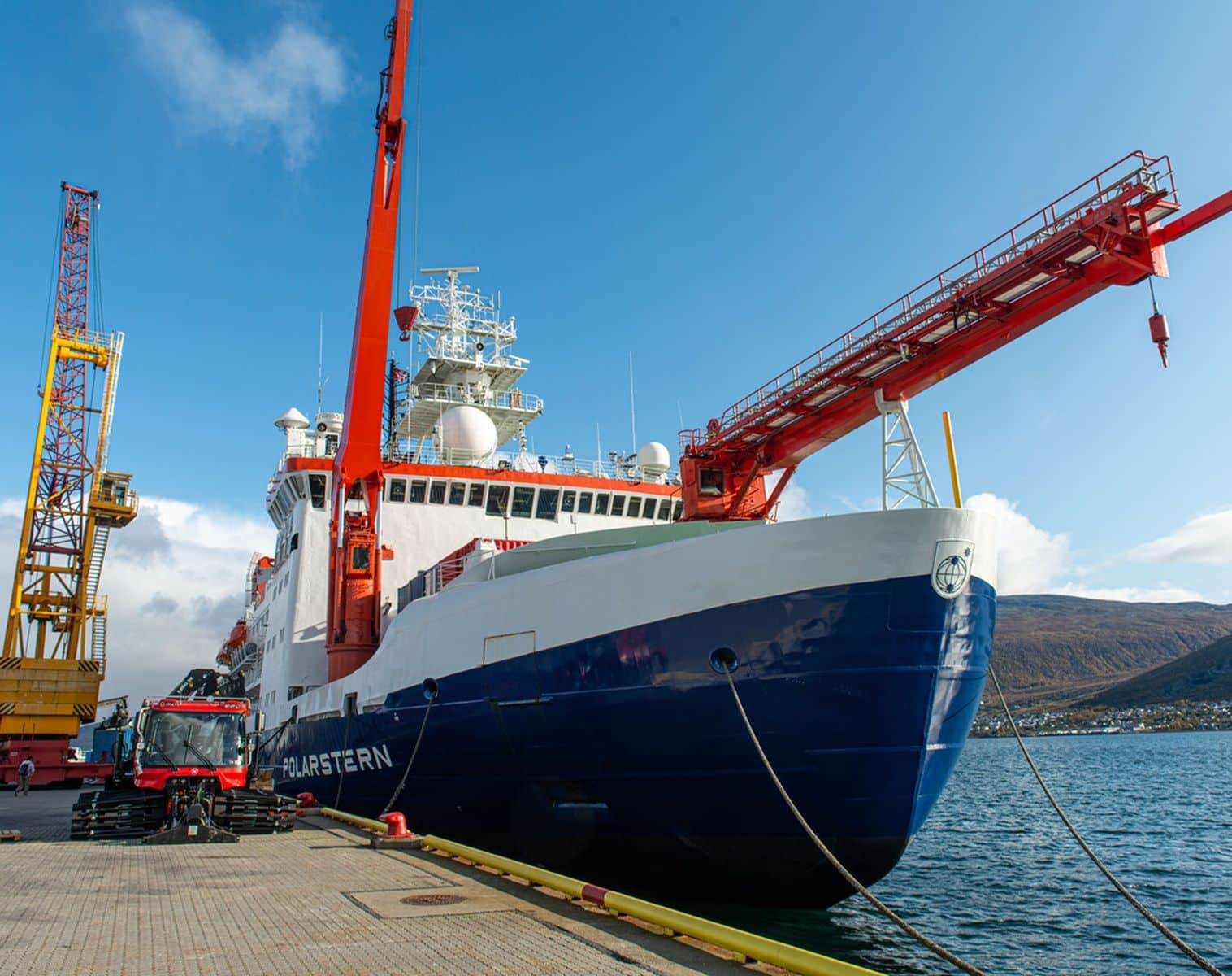 Ship in the dock being loaded to illustrate MOSAiC Arctic Expedition