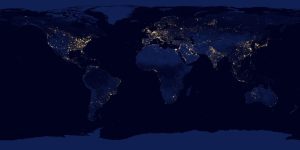 Mapa de la Tierra para ilustrar las diferencias entre Eutelsat OneWeb y Starlink