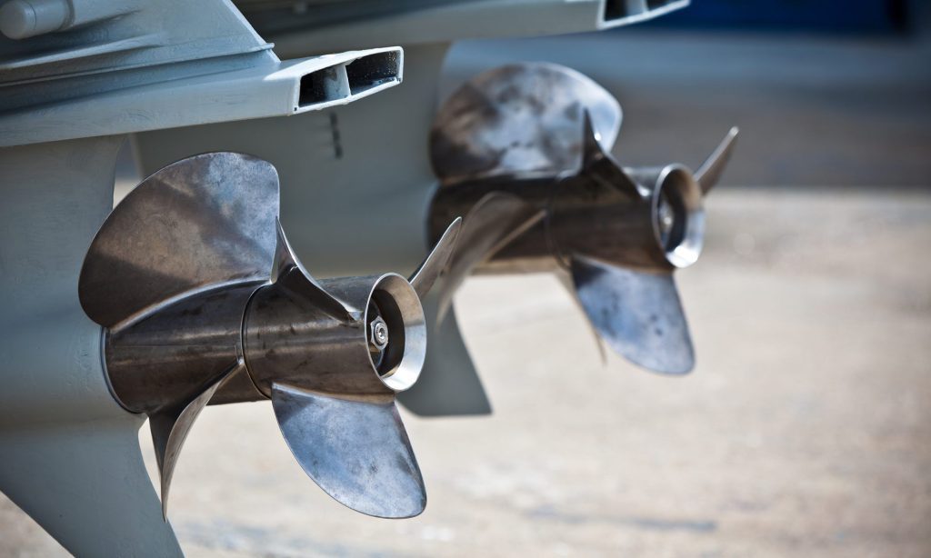 Close up of boat propellors