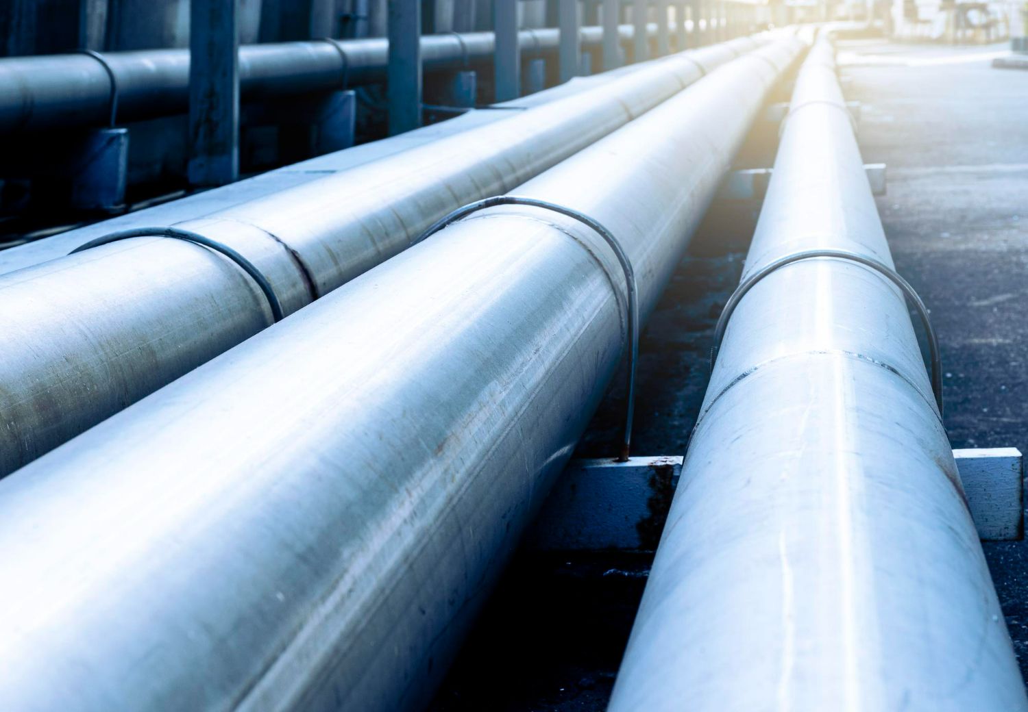 Pipes along the floor to illustrate remote asset management