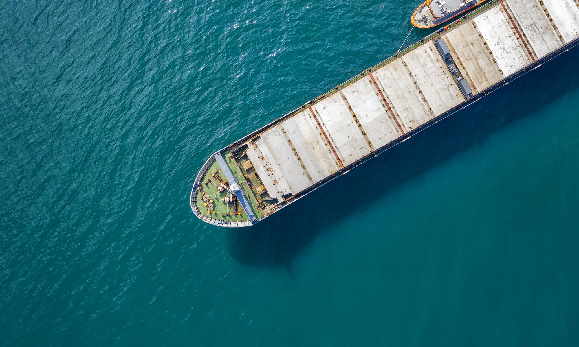 Birdsey view of cargo ship to illustrate remote asset management