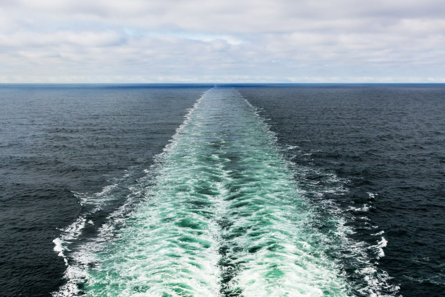 Water trail from ship
