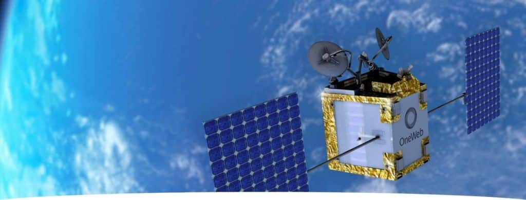 Eutelsat OneWeb satellite with rendered old logo