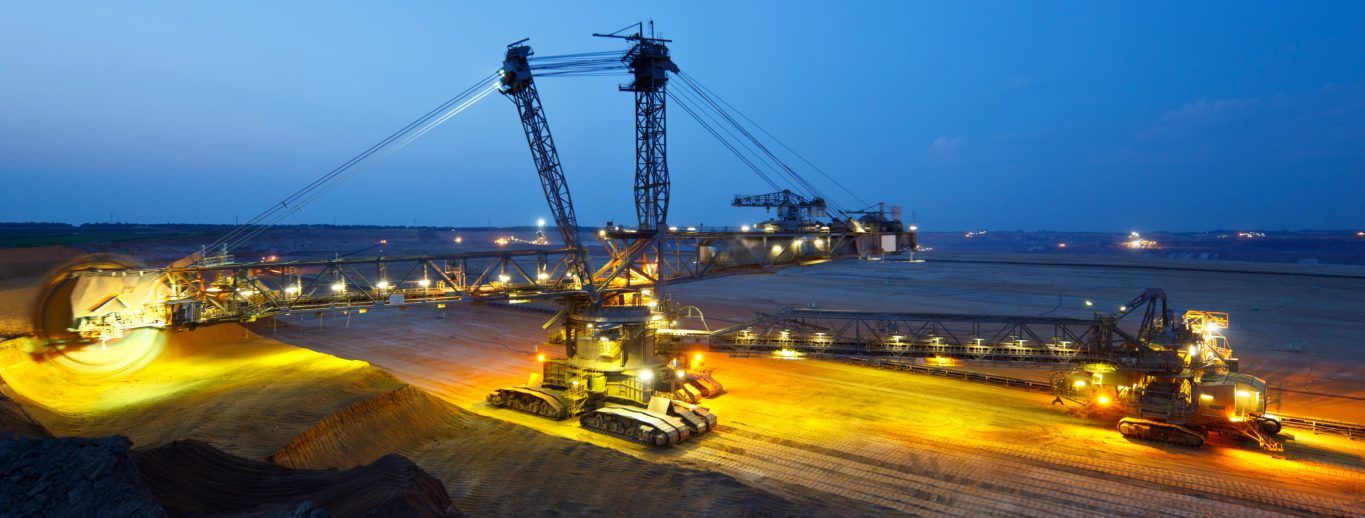 Mining machinery at night