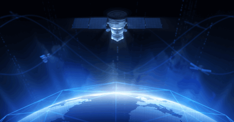 a satellite positioned above the globe, GEO internet